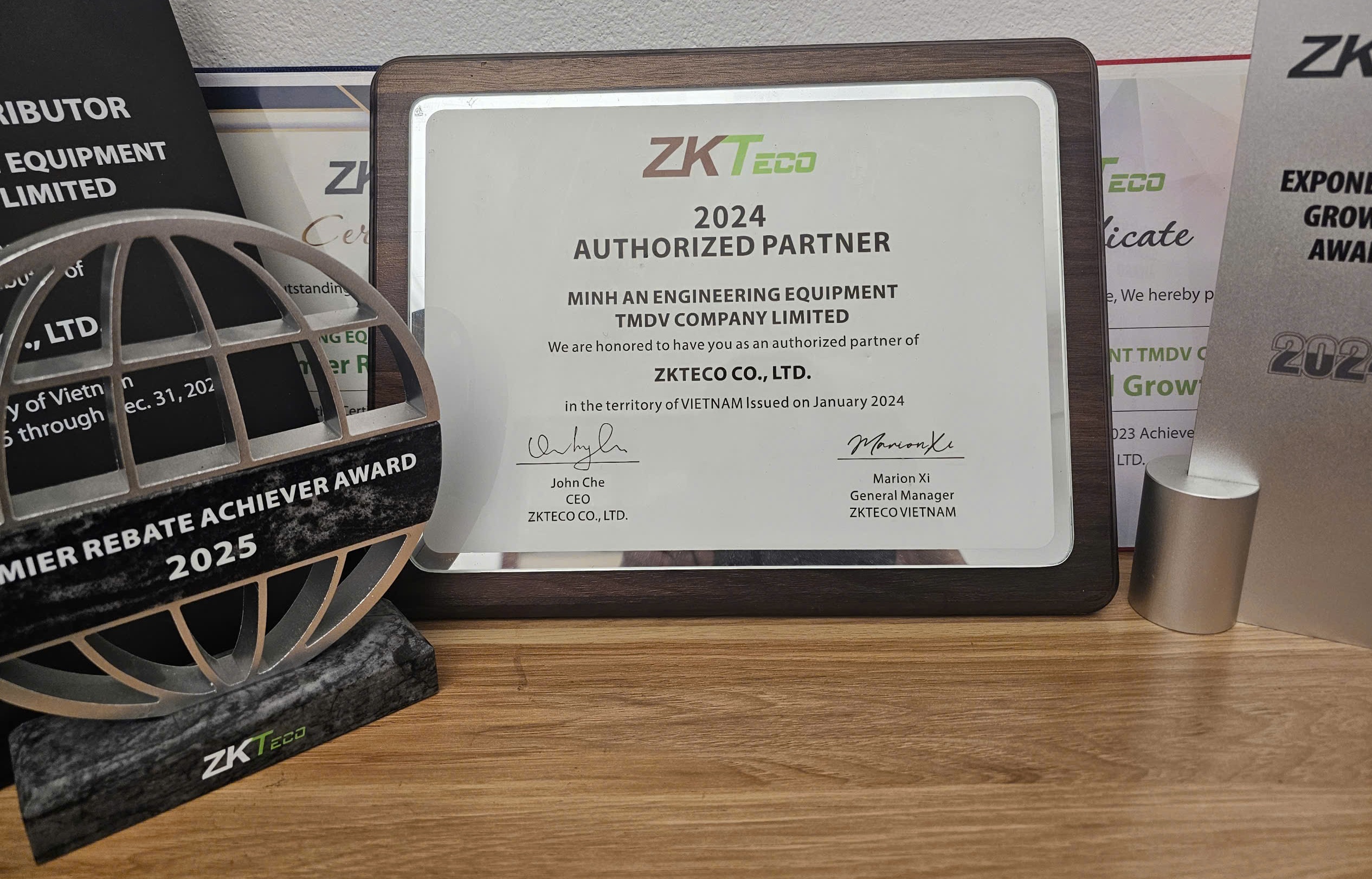 Chứng nhận phân phối Zkteco - Minh An